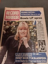 RECORD MIRROR Magazine 31 AUGUST 1974 Sweet Paper Lace Arrows Bowie D Essex NME