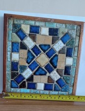 Rare Vintage Mosaic Fireplace Tile Worktop protector Multi Coloured Design 