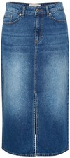 Long Blue Denim Skirt With