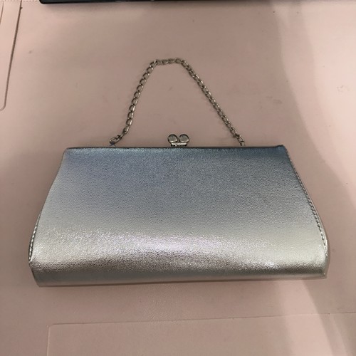 Silver clutch evening bag - clutch,