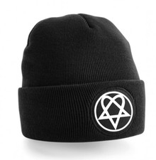 NEW *HIM* heartagram Ville Valo logo Black beanie merch hat Goth merch