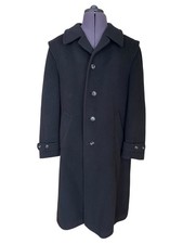 Vintage Finke Overcoat Black Wool Blend West Germany Feller Loden Men's UK 44