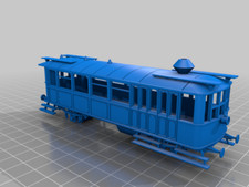 Steam Rail Wagon GANZ 1903 scale model train body  in HO, OO, and O scale