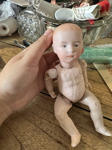 Antique small bisque head doll - antique,