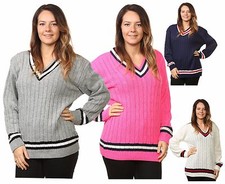 Ladies Cable Knitted V Neck