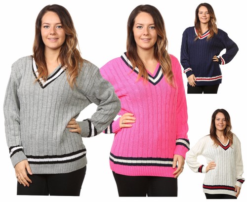 Ladies cable knitted neck - cable, v
