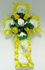 Artificial CROSS TRIBUTE Grave flowers/memorial CROSS Wreath Grave Funeral Sash