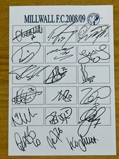 Hand Signed A4 Team Sheet -