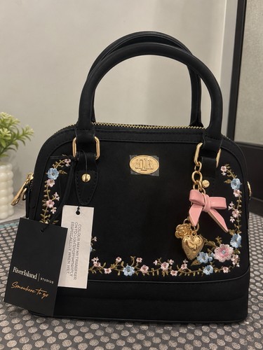 Black floral embroidered faux - black,