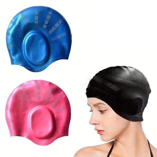 Silicone swimming cap with ear - swimming,