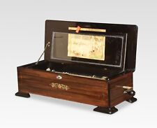 Antique Swiss Cylinder Musical Box | Rosewood Case, Inlaid Lid