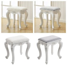 French Palace Style Dressing Table Chair Makeup Vanity Stool w Retro Carved Legs