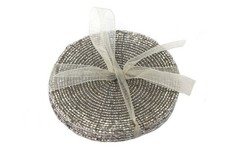 Silver Beaded Coasters Set of