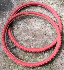 Pair of Kenda Tyres RED 26" X 1.95 Mountain Bike MTB Tread Off Road Dirt Jump
