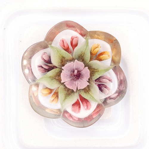 Reverse carved lucite flower - carved,