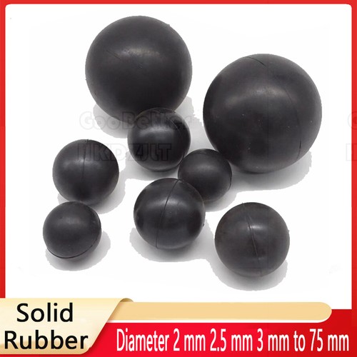 Black round solid rubber ball - black,
