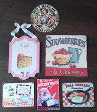 job lot Wall Sign Plaque Tin Wood Novelty Kitchen Cafe Retro funny cake tea
