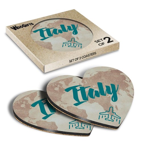 Heart mdf coaster italy world - italy,