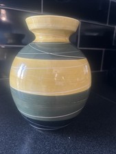 Kilrush Pottery Ireland Vintage Yellow/Green/Black 20cm Pottery Vase
