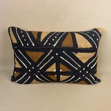 African Cushion Bogolan Mud Cloth Style Pillow Feather Filled 60x40cm Kilim