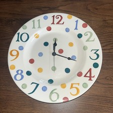 Emma Bridgewater Polka Dot Clock Wall Hanging Plate - Needs New Mechanism 