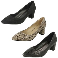 Ladies F9R807 Pointed Toe Block Heel Court Shoes By Spot On Retail Price £9.99