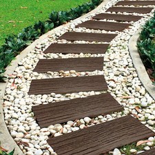 Garden Gear Lawn Stepping Stones Wood Sleepers Wall Path Eco Recycled Rubber NEW