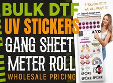 Custom 3D UV DTF Stickers Transfers Bulk Metre Gloss Wholesale Personalised DIY