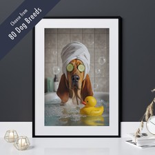 Funny Dog in Bath Print –