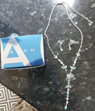 Avon Felicity Necklace - Blue With Matching Pierced Earrings New In Box