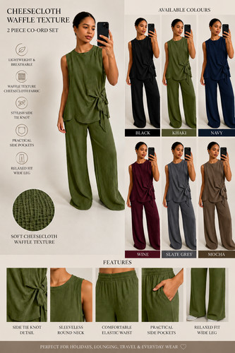 Ladies cheesecloth waffle - waffle, co