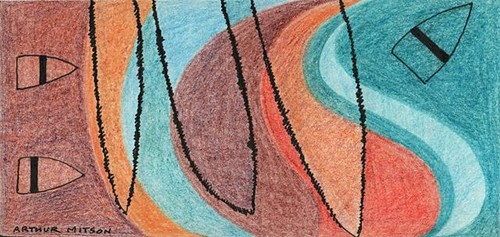 Abstract boats sea - sea, coloured