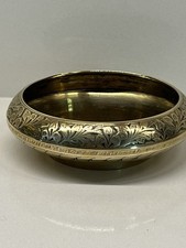 Vintage Engraved Brass Footed Bowl vintage autumn Christmas decor