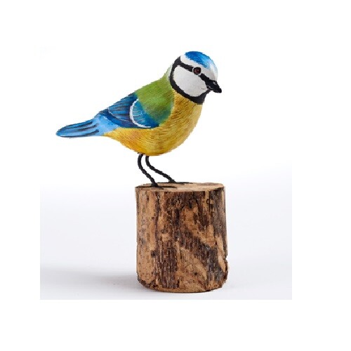 Hand carved painted - hand, goldfinch
