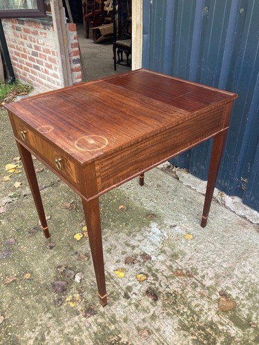 Brown wooden desk table - table, with