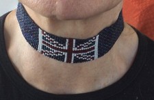 Azuni vintage beaded union jack choker. 1996