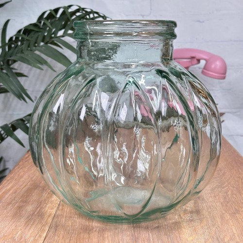 Large vintage green glass vase - green,