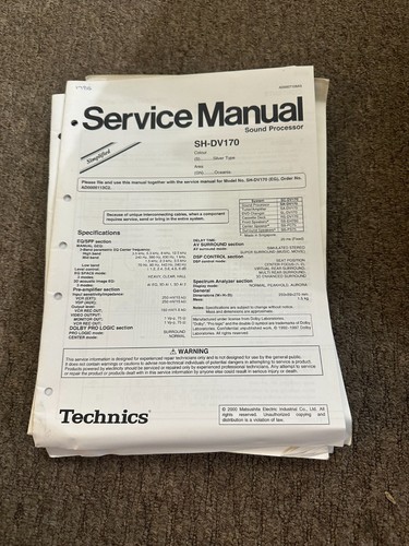 Technics dv170 manual - technics, sh-dv170