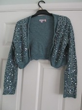Monsoon bolero shrug cardigan with sequins. Teal green  Age 12-13