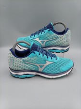 Mizuno Wave Rider 18 White Blue Running Trainers UK 6 