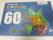 Diamond Magtiles 60 Pieces  Three Dimensional Magnetic Building Blocks New