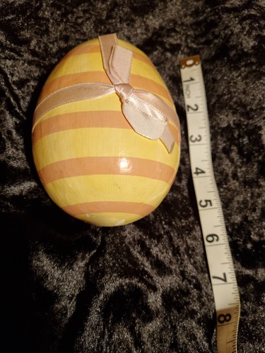 Pink stripy papermache easter - stripy,