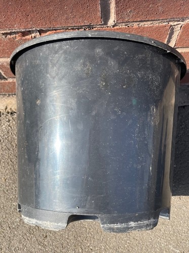 Black plastic plant pot flower - black,