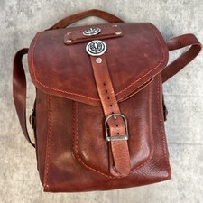 Handmade Leather Bag Veg Tan Chestnut Brown Buckle Shoulder Strap 32cm x 23cm
