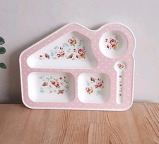 Cath Kidston Childrens Compartment Food Tray Floral Birds Pink Melamine Dot 