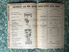 Vintage Newnes Quick Check Over Data Sheet Chevrolet REO Trucks 2344G