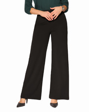 WOMEN'S LADIES PLAIN PALAZZO WIDE LEG FLARED TROUSER PANTS SIZES 6- 24