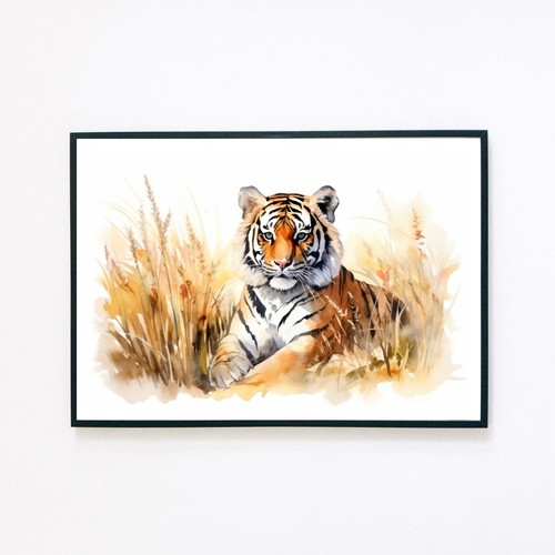 Tiger landscape watercolour - tiger,