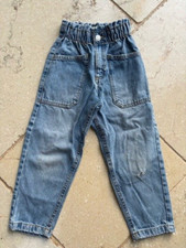 Girl's Zara Pull On Elasticated Waist Blue Denim Trousers - Age 6