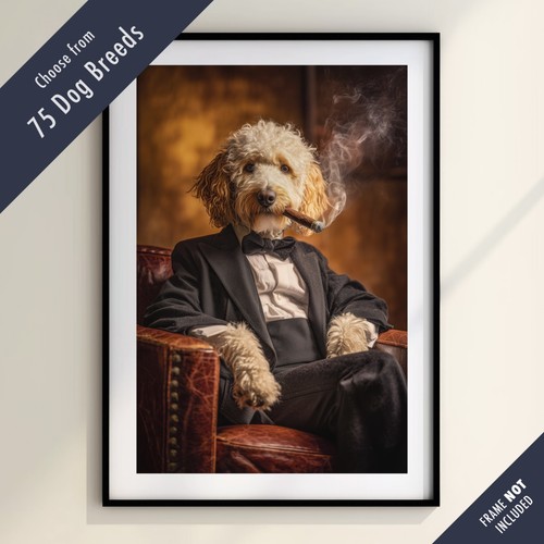 Funny dog smoking cigar print - dog,